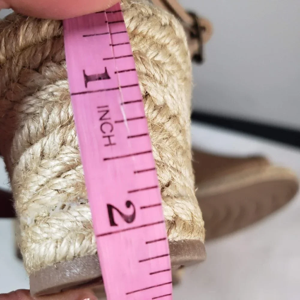 Easy Street Tan Stacey Espadrille Wedge Open Toe Slingback Sandals Sz 9N